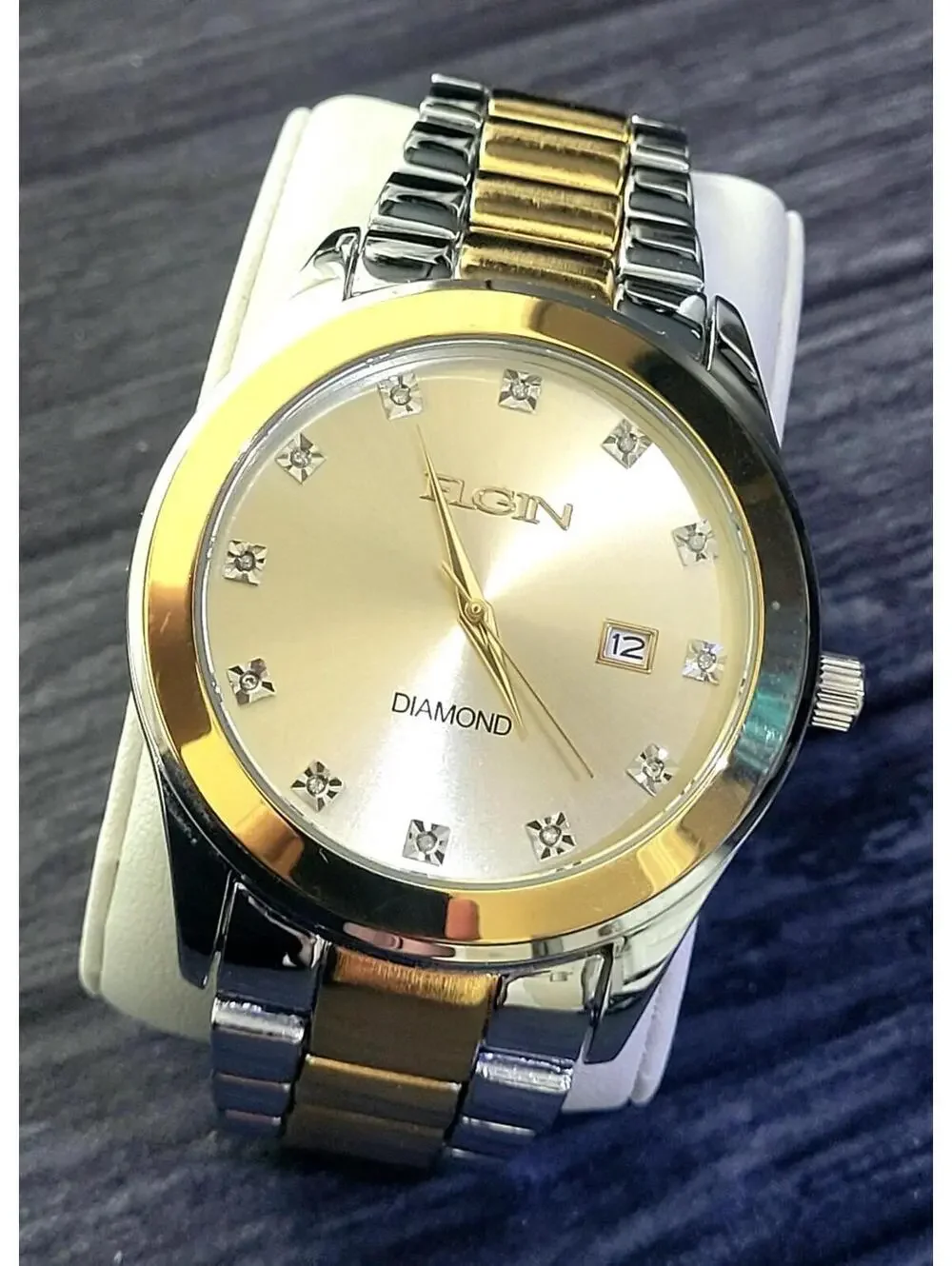 Rare Elgin Satin Diamond Dial Mens Watch Authorized‎ Dealer